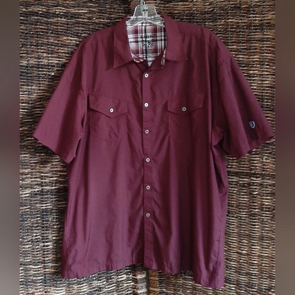 Kuhl Shirt Men's XXL Maroon Eluxur Button Up Gorpcore Camping Hiking Performance - Picture 1 of 6
